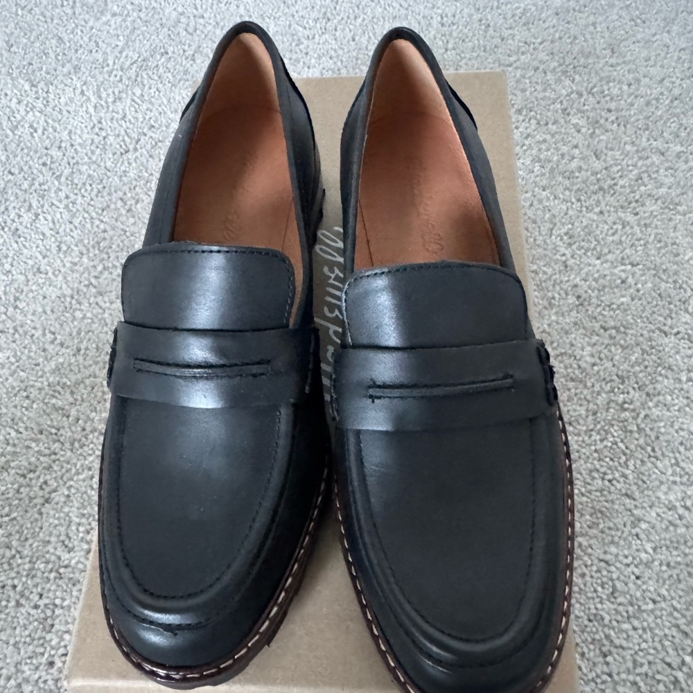 Madewell Corrine Lugsole Black Leather Loafers